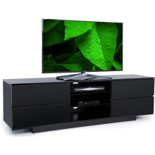 Centurion Supports Avitus Premium High Gloss Black with 4-Black Drawers & 3-Shelf 32"-65" LED/OLED/LCD TV Cabinet - Fully Assembled