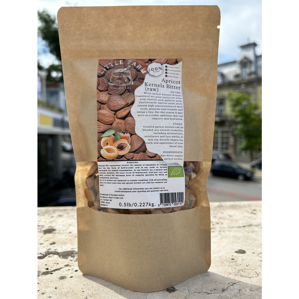 Little Farm Apricot Kernels Bitter Seeds Natural Organic Raw Bio 0.227 Kg.