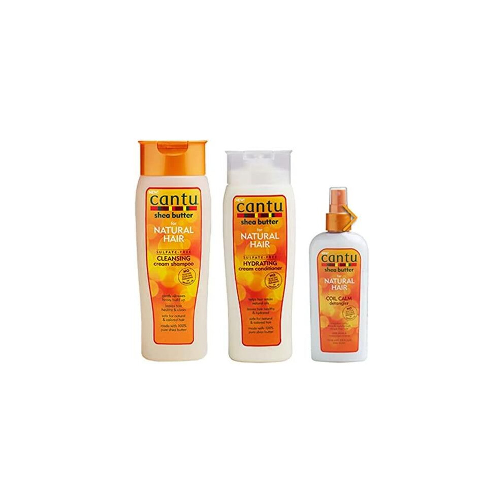 Cantu Sulfate Free (Set Of 3) Cream Shampoo, Conditioner And Coil Calm Detangler