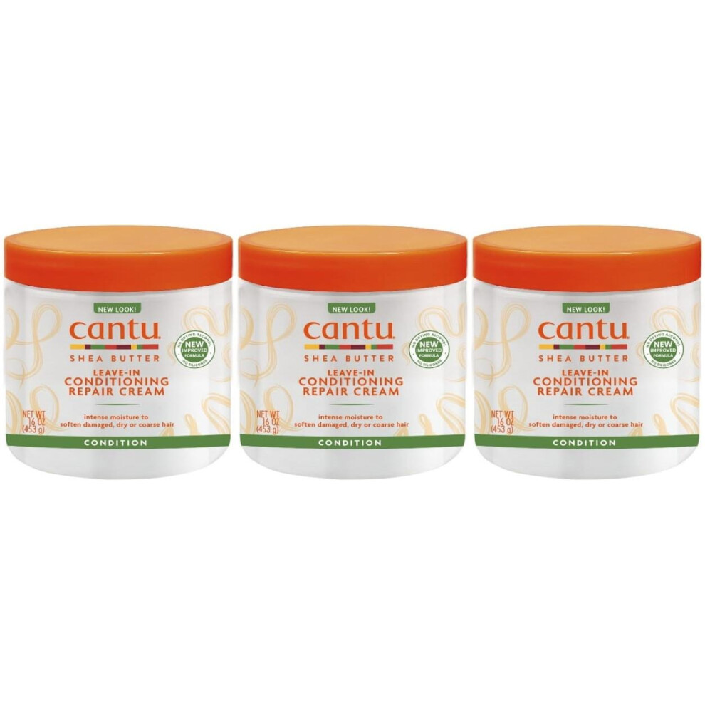 Cantu Shea Butter Leave-In Conditioning Repair Cream, 16Oz (Set Of 3)