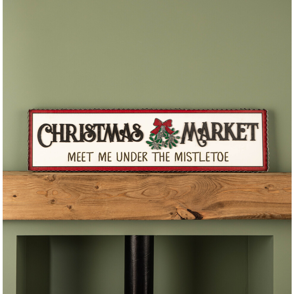 82cm Black And White Wooden Christmas Market Hanging Sign - Samuel Alexander | TJ Hughes - Image 4