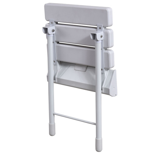 EcoSpa Comfort Plus Bathroom Wall Mounted with Legs Folding White Shower Seat 2