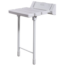 EcoSpa Comfort Plus Bathroom Wall Mounted with Legs Folding White Shower Seat