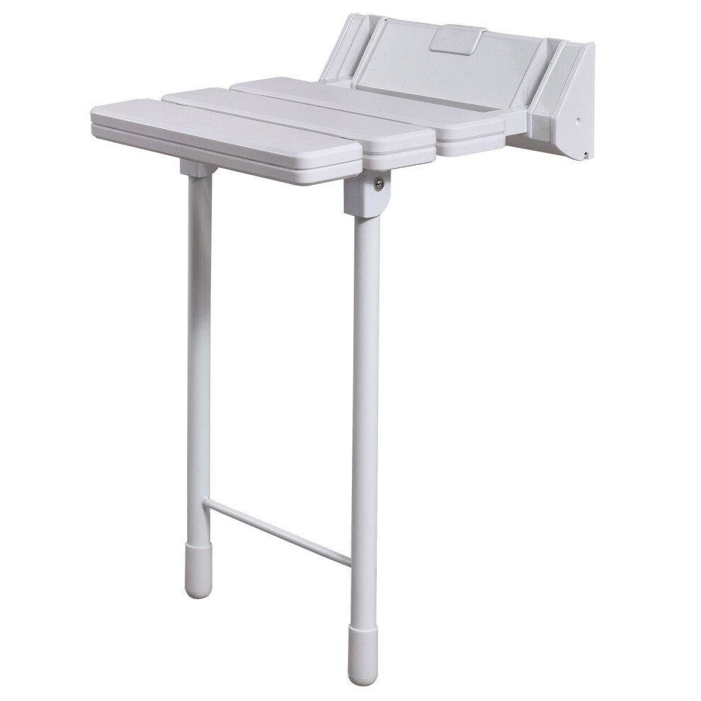 EcoSpa Comfort Plus Bathroom Wall Mounted with Legs Folding White Shower Seat