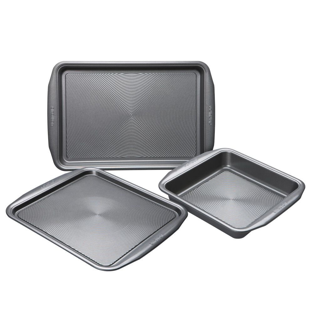 Circulon Momentum Baking Set 2 Non Stick Trays & Square Cake Tin Sturdy Bakeware