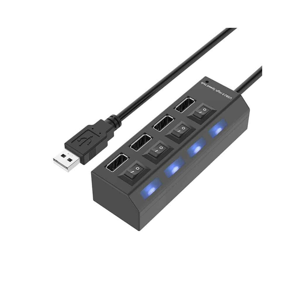 Usb Hub 4 Ports With Individual On/Off Switches In Black 632412922856