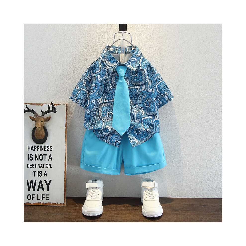 (StyleD) Forward Fashion Boys Summer Attire Soft Cotton Short Sleeve Shirt And Shorts Set For Kids-image-OPC-PFGPD6W-NEW