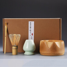 (1) 4pcs/set Traditional Matcha Gift Set Bamboo Ceramic Matcha Bowl With Whisk