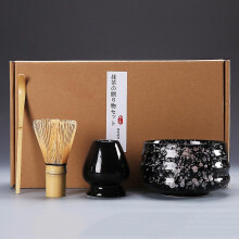 (5) 4pcs/set Traditional Matcha Gift Set Bamboo Ceramic Matcha Bowl With Whisk