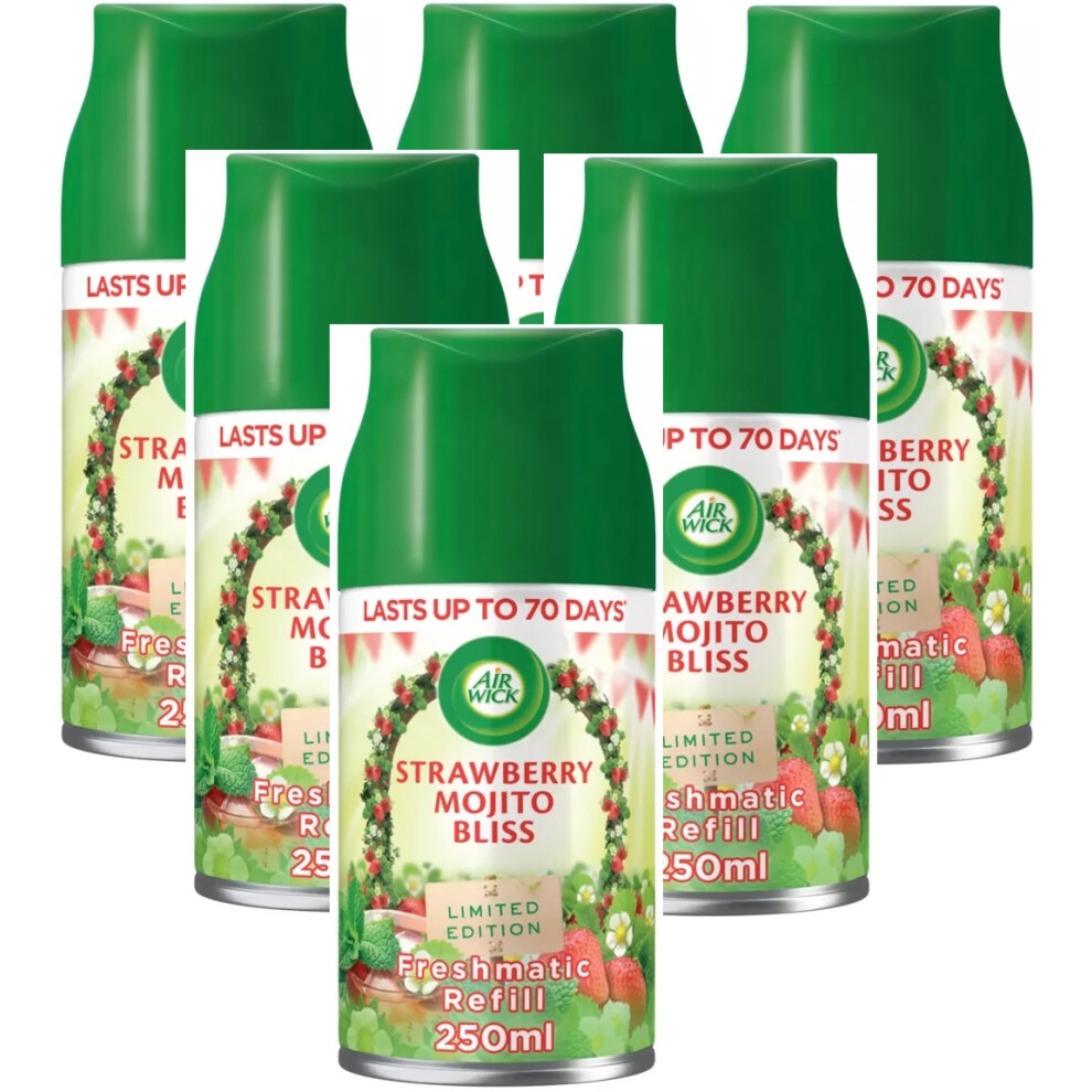 6 x Air Wick Freshmatic Automatic Spray Refill 250ml - Strawberry Mojito Bliss