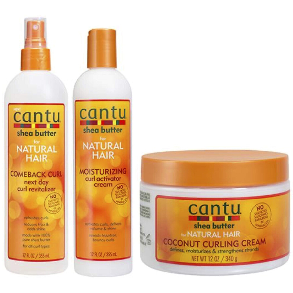 Cantu Shea Butter Curl Revitalizer, Curl Activator Cream & Coconut Curling Cream (Set Of 3)