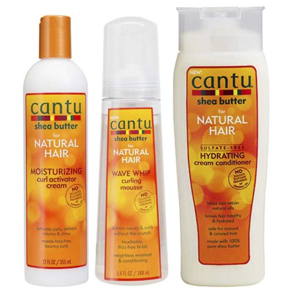 Cantu Shea Butter Curl Activator Cream, Curling Mousse, Cream Conditioner (Set Of 3)
