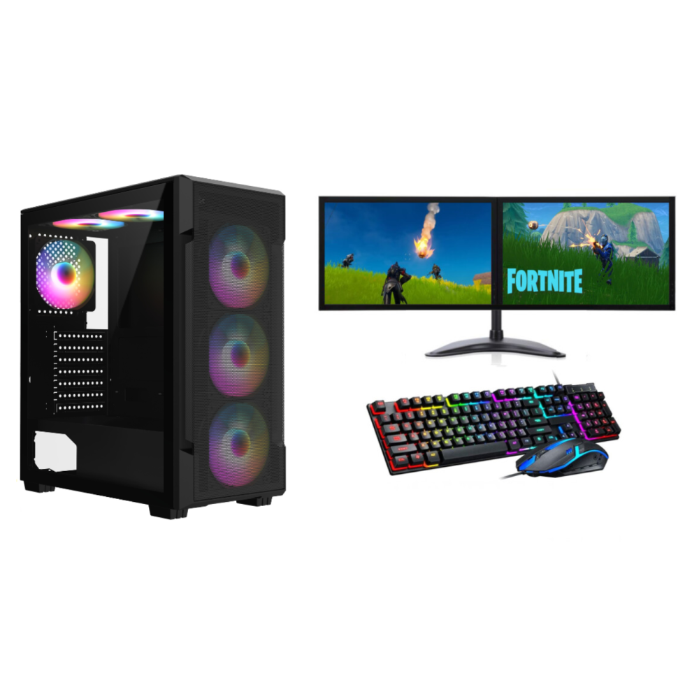 Fcs Gaming Pc Dual 22" Monitor Setup I7-4770 240 Ssd 1Tb 16Gb Ram Rtx 3050 5060908880512