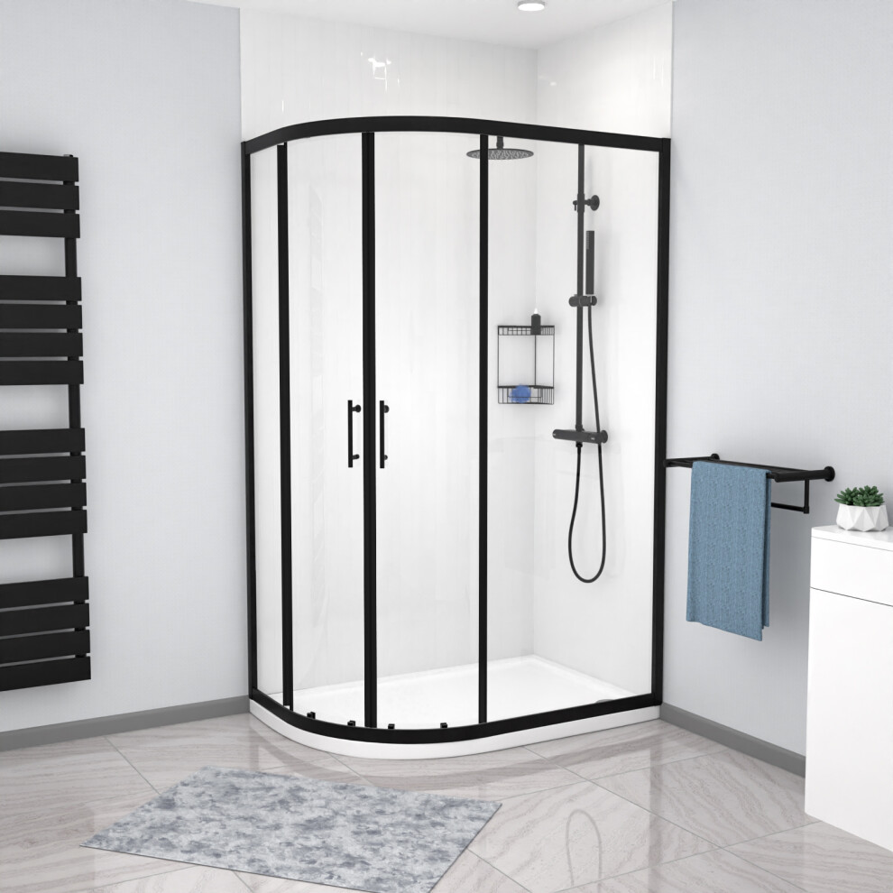 Nes Home 1200 x 800mm Quadrant Corner Shower Enclosure Black