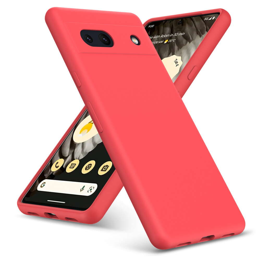 (Google Pixel 8A, ) For Google Pixel 8A Liquid Silicone Shockproof Phone Case Red 5059302111667