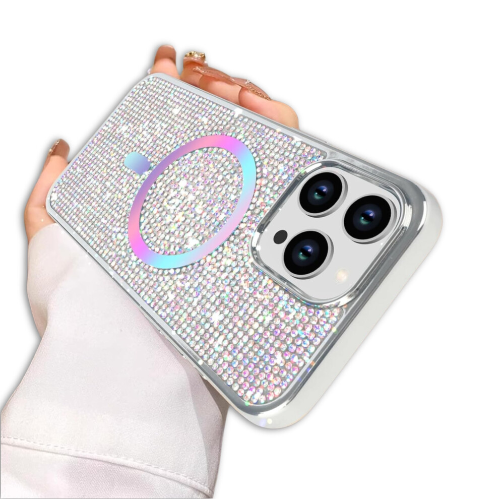 (Iphone 15 Pro Max, ) Magsafe Case For Iphone 15 Diamond Glitter Silver 5059302152738