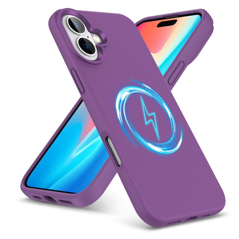 (Iphone 16 Plus, ) For Iphone 16 Pro Plus Max Liquid Silicone Magsafe Shockproof Phone Case Purple 5059302148700
