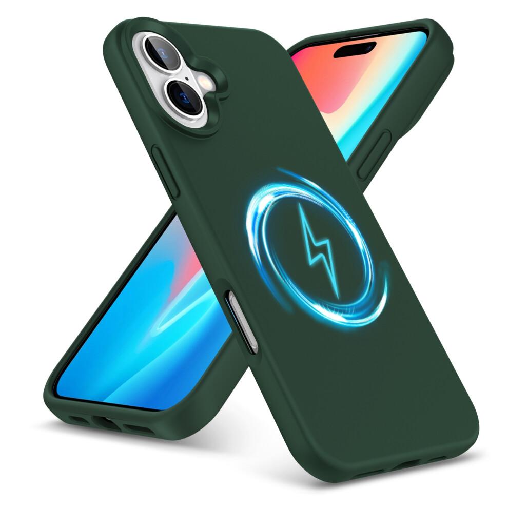 (Iphone 16, ) For Iphone 16 Pro Plus Max Liquid Silicone Magsafe Shockproof Phone Case Green 5059302148663