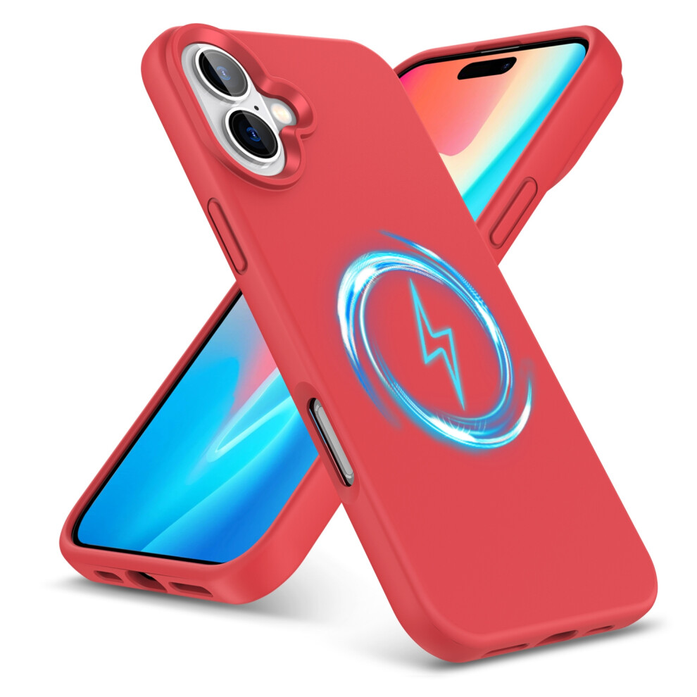 (Iphone 16 Plus, ) For Iphone 16 Pro Plus Max Liquid Silicone Magsafe Shockproof Phone Case Red 5059302148731