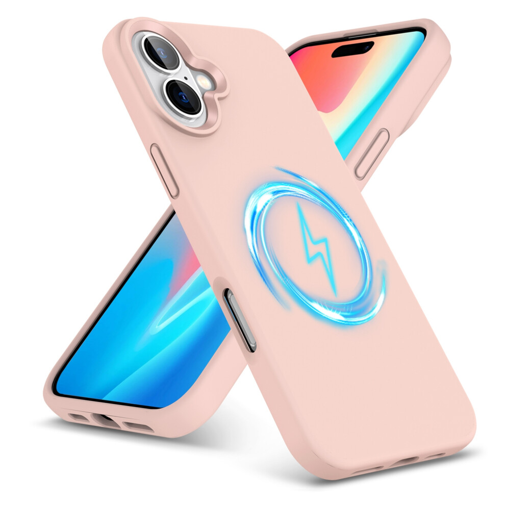 (Iphone 16 Plus, ) For Iphone 16 Pro Plus Max Liquid Silicone Magsafe Shockproof Phone Case Pink 5059302148717