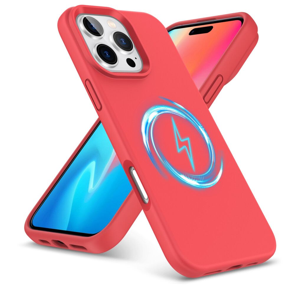 (Iphone 16 Pro, ) For Iphone 16 Pro Plus Max Liquid Silicone Magsafe Shockproof Phone Case Red 5059302148793