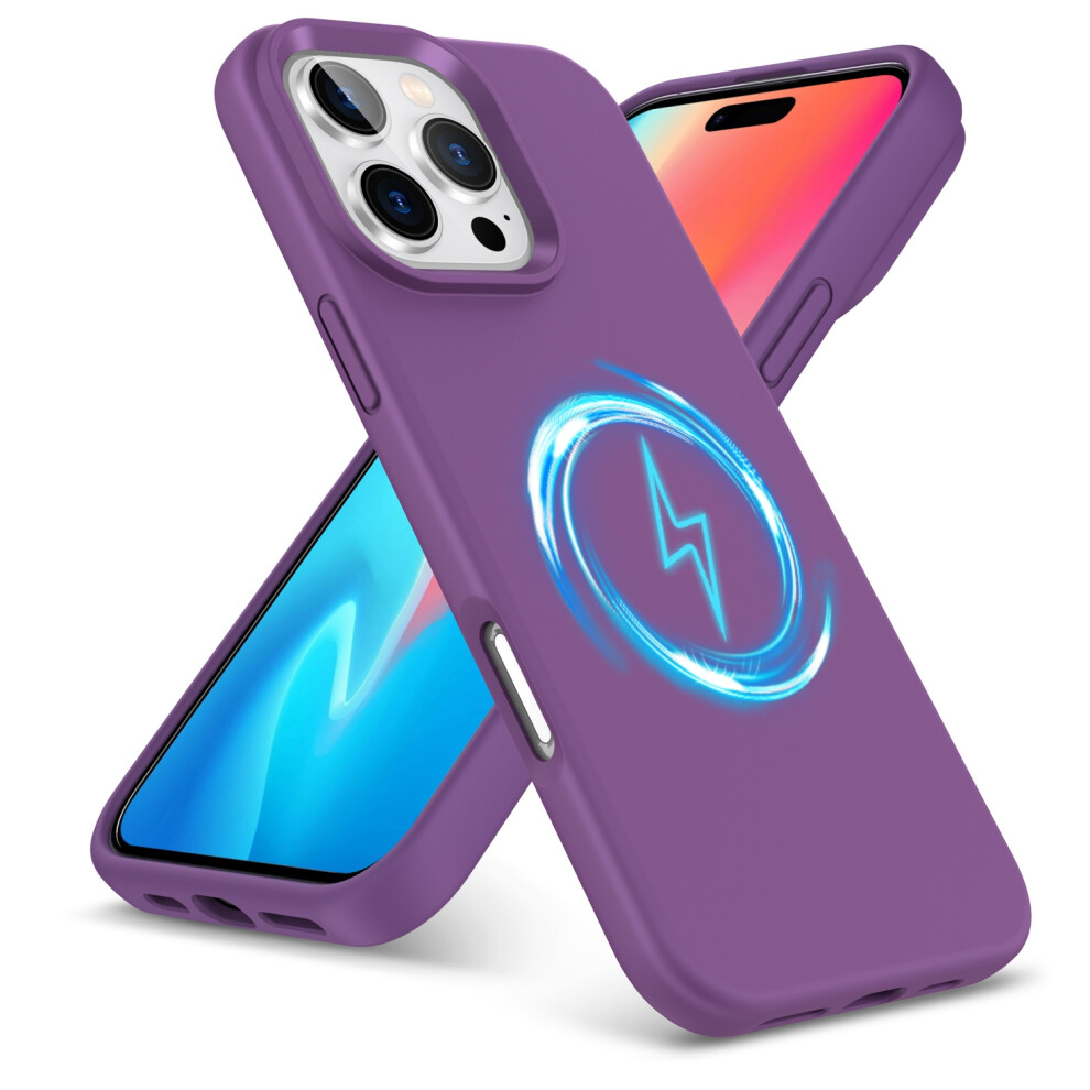 (Iphone 16 Pro, ) For Iphone 16 Pro Plus Max Liquid Silicone Magsafe Shockproof Phone Case Purple 5059302148762
