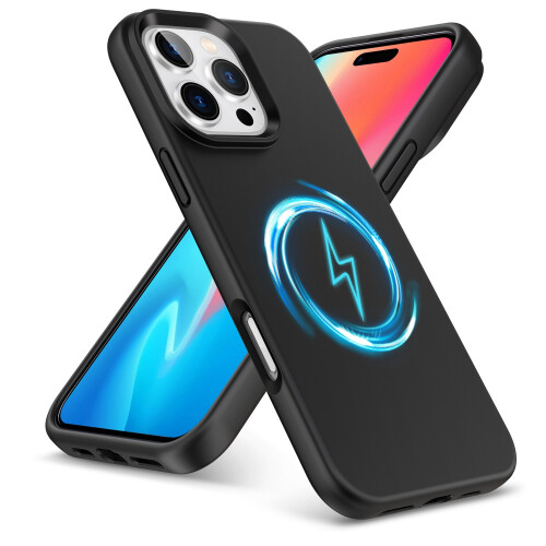 (iPhone 16 Pro Max, Black) For iPhone 16 Pro Plus Max Liquid Silicone MagSafe Shockproof Phone Case
