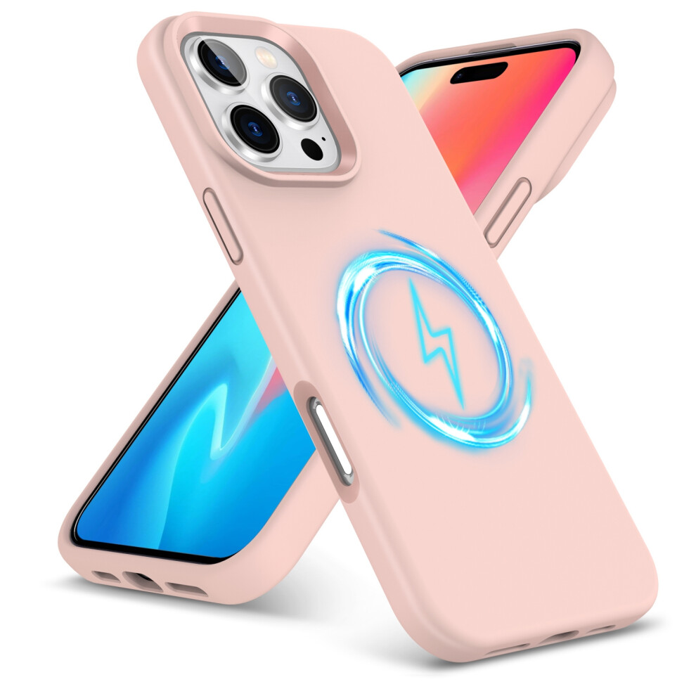 (Iphone 16 Pro Max, ) For Iphone 16 Pro Plus Max Liquid Silicone Magsafe Shockproof Phone Case Pink 5059302148830