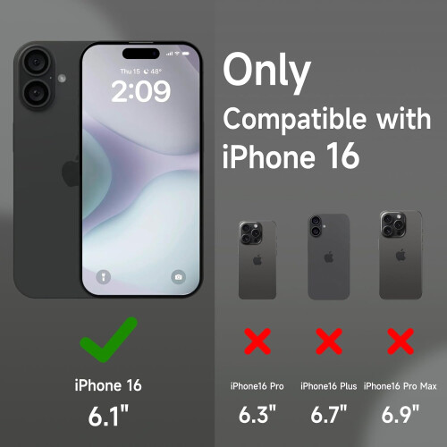 (iPhone 16, Clear) Case for iPhone 16 Pro Max Plus with 2 x Screen Protector Tempered Glass [Compatible with MagSafe] 1