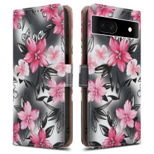 (Google Pixel 8A, Flower) For Google Pixel 8A Leather Book Flip Wallet Case