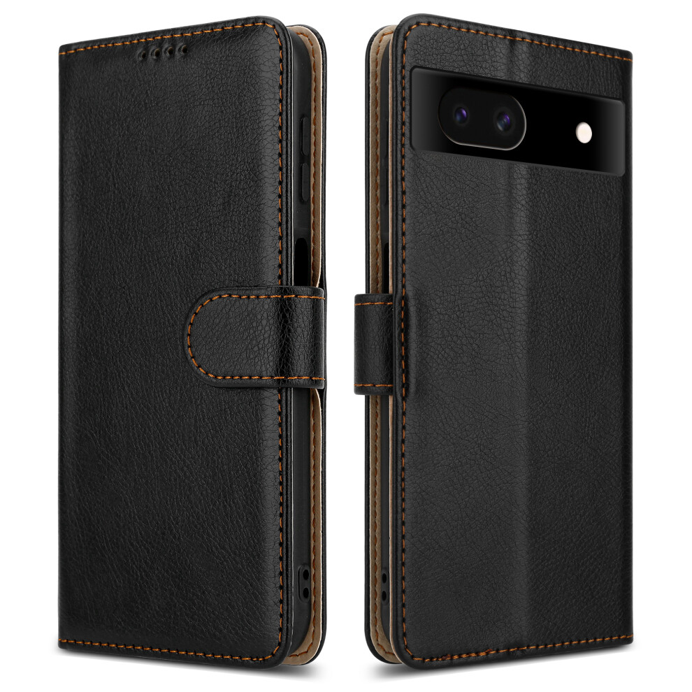 (Google Pixel 8A, Black) For Google Pixel 8A Leather Book Flip Wallet Case