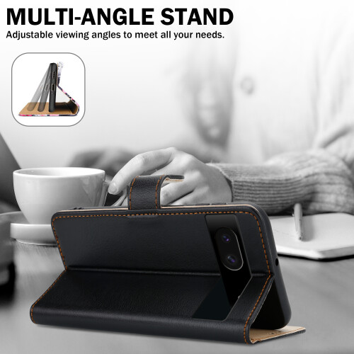 (Google Pixel 8A, Black) For Google Pixel 8A Leather Book Flip Wallet Case 2