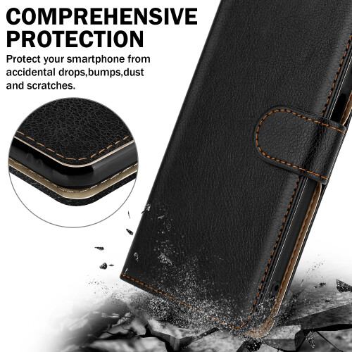 (Google Pixel 8A, Black) For Google Pixel 8A Leather Book Flip Wallet Case 1