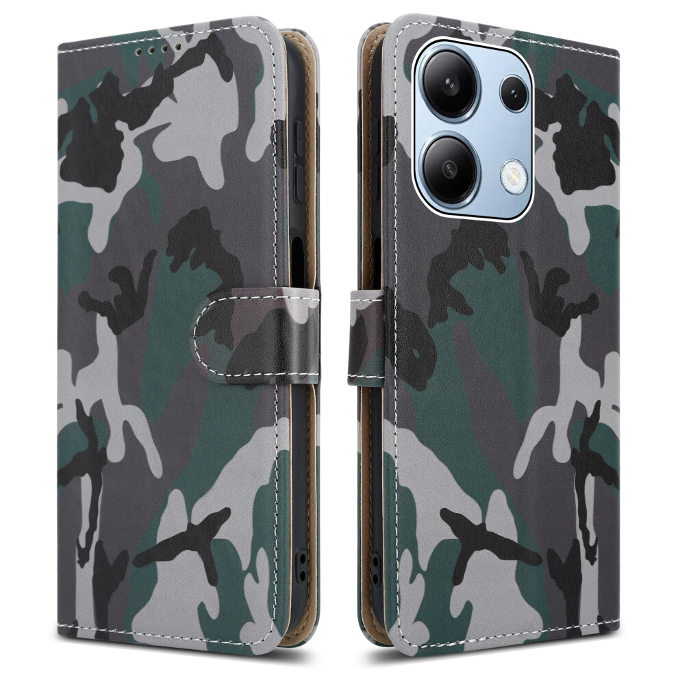 (Xiaomi Redmi Note 13 (4G), Camouflage) For Xiaomi Redmi Note 13 (4G) Leather Book Flip Wallet Case 5059302105086