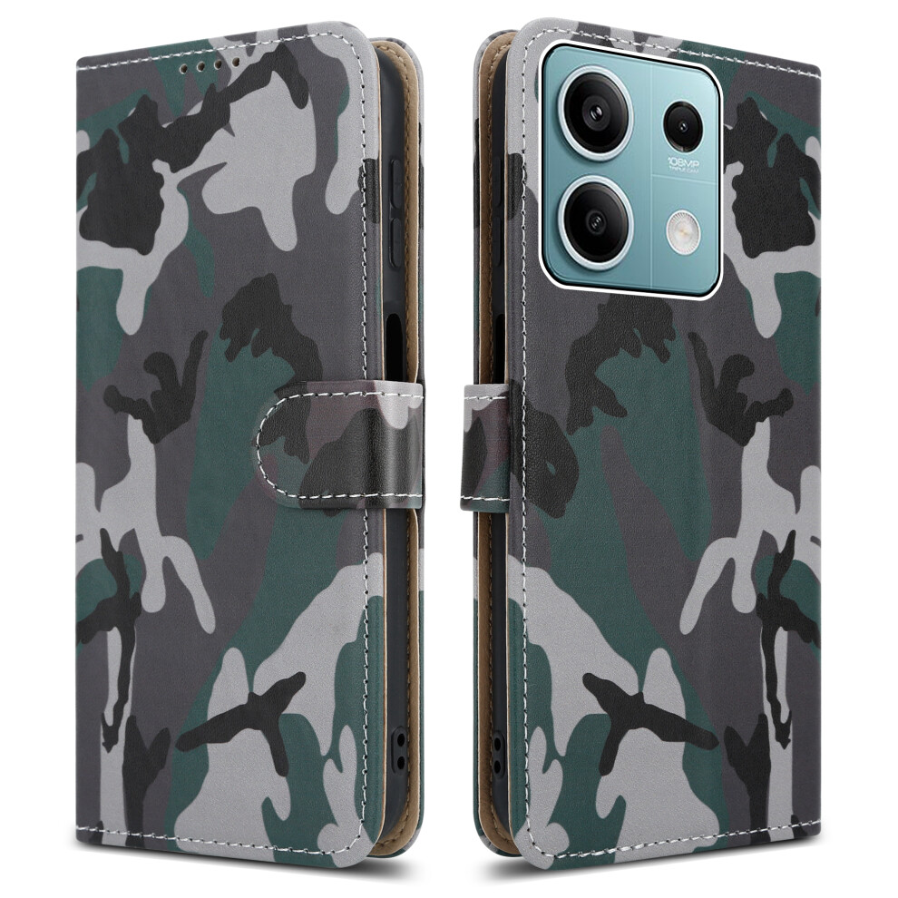(Xiaomi Redmi Note 13 (5G), Camouflage) For Xiaomi Redmi Note 13 (5G) Leather Book Flip Wallet Case 5059302105178