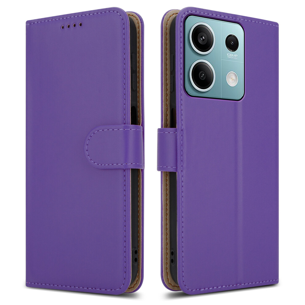(Xiaomi Redmi Note 13 (5G), ) For Xiaomi Redmi Note 13 (5G) Leather Book Flip Wallet Case Purple 5059302105123