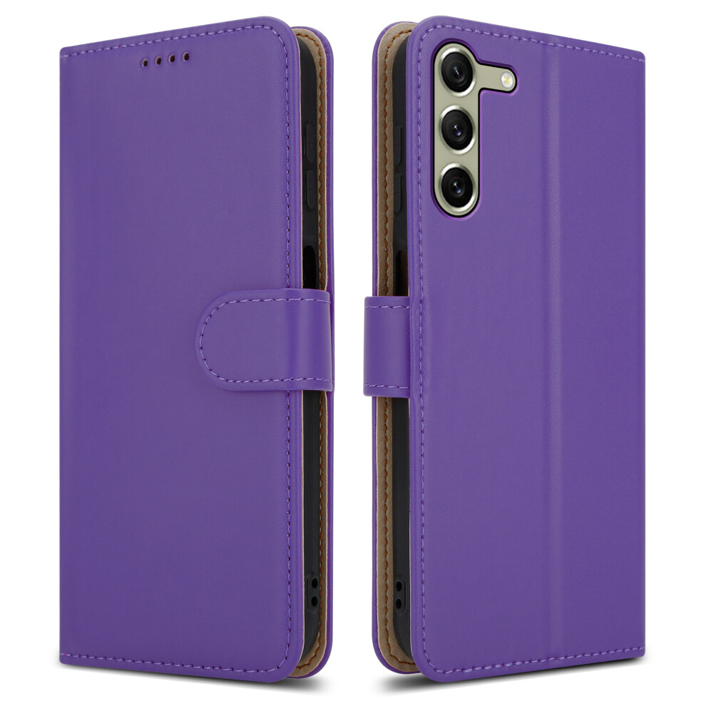 (Samsung Galaxy S24, ) For Samsung Galaxy S24 / S24 Plus / S24 Ultra Leather Book Flip Wallet Case Purple 5059302103006