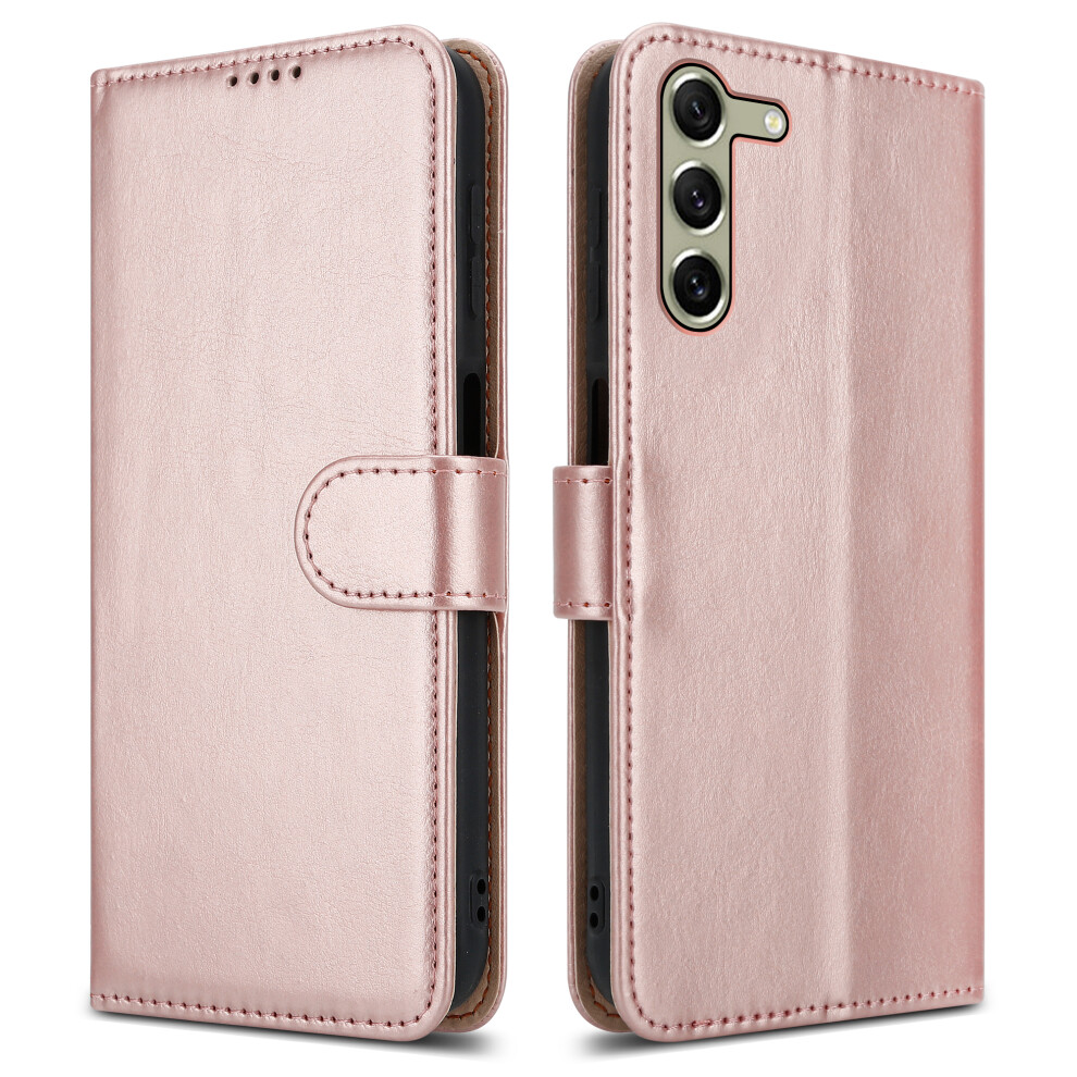(Samsung Galaxy S24, Rose ) For Samsung Galaxy S24 / S24 Plus / S24 Ultra Leather Book Flip Wallet Case Gold 5059302103020