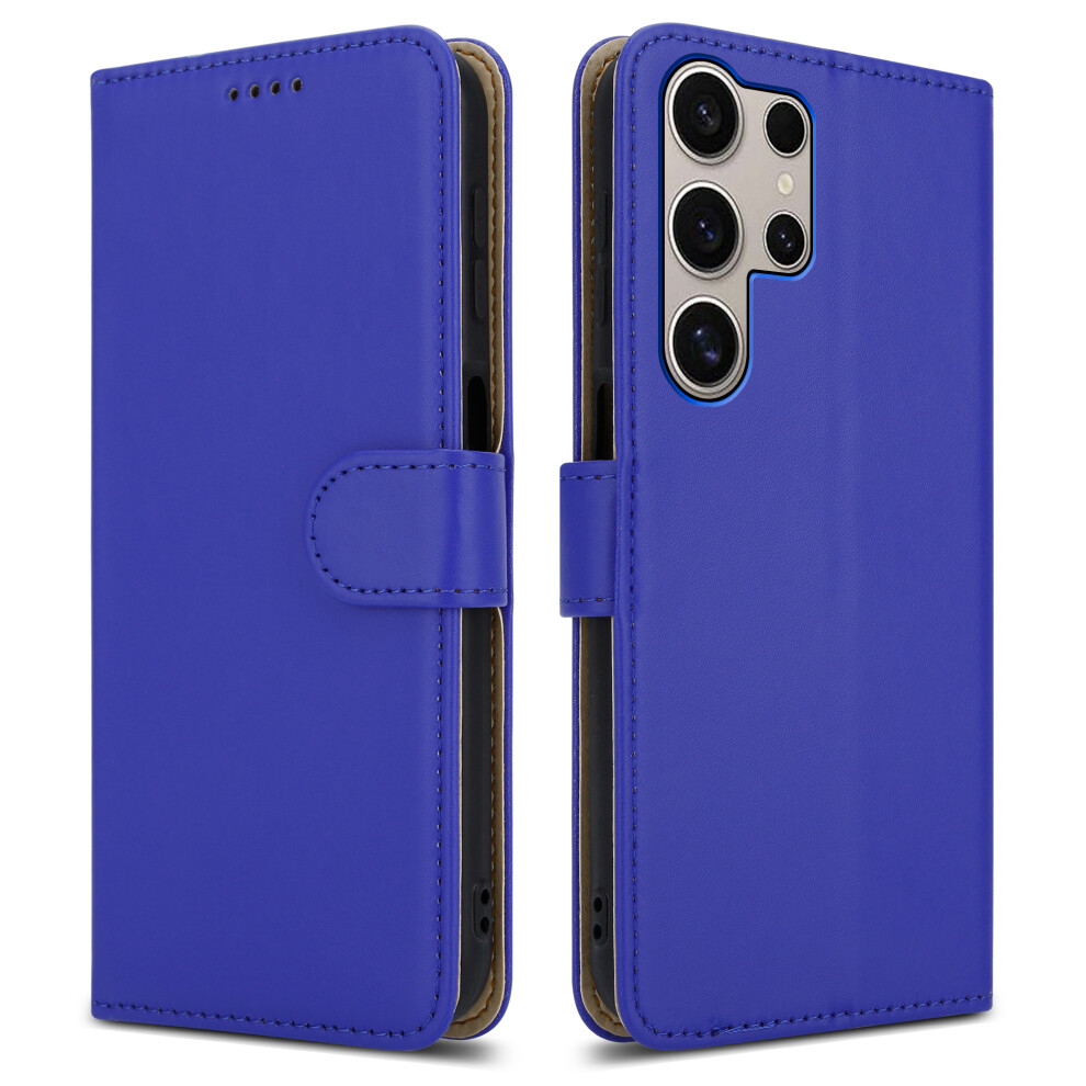 (Samsung Galaxy S24 Ultra, Blue) For Samsung Galaxy S24 / S24 PLUS / S24 ULTRA Leather Book Flip Wallet Case