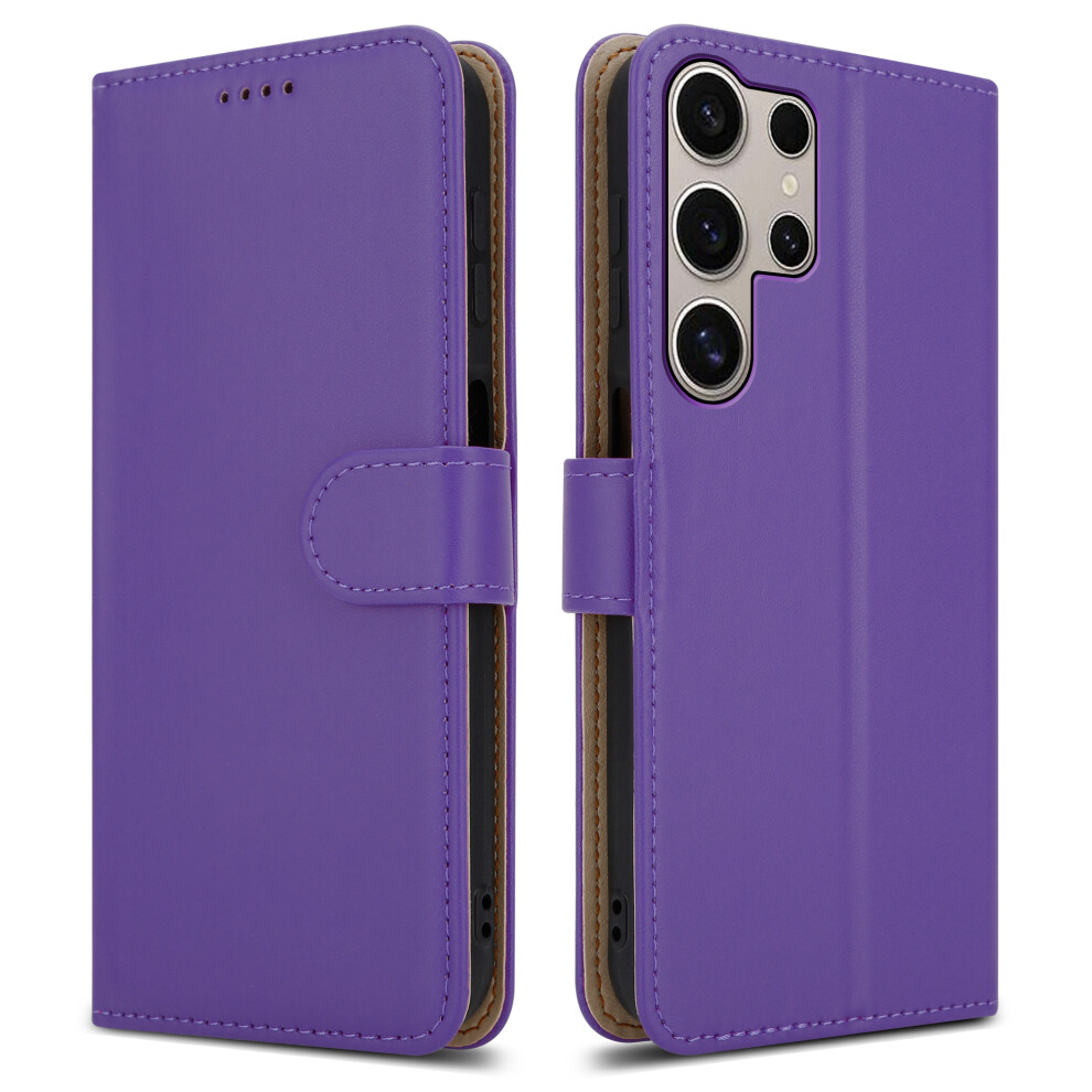 (Samsung Galaxy S24 Ultra, ) For Samsung Galaxy S24 / S24 Plus / S24 Ultra Leather Book Flip Wallet Case Purple 5059302103181