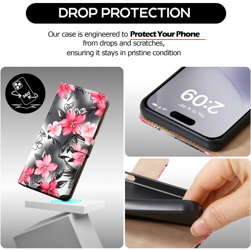 For iPhone 16 Leather Book Flip Wallet Case 2