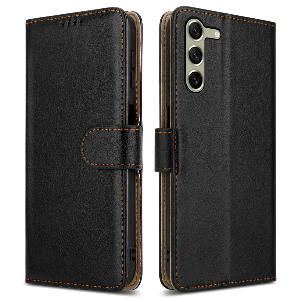 (Samsung Galaxy A35, Black) For Samsung Galaxy A35 Leather Book Flip Wallet Case