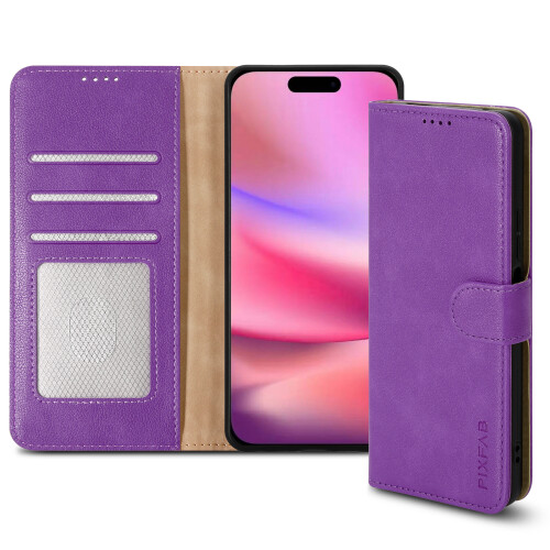 For iPhone 16 Pro Max Leather Book Flip Wallet Case