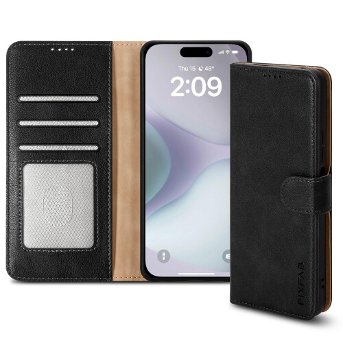 (Google Pixel 9, Black) For Google Pixel 9 / 9 Pro XL Leather Book Flip Wallet Case