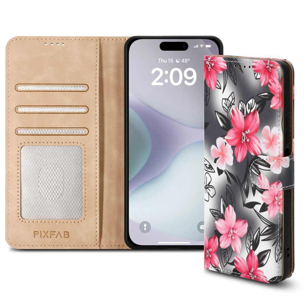 (Google Pixel 9, Flower) For Google Pixel 9 / 9 Pro XL Leather Book Flip Wallet Case