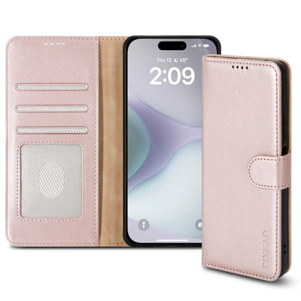 (Google Pixel 9 Pro, Rose Gold) For Google Pixel 9 / 9 Pro XL Leather Book Flip Wallet Case