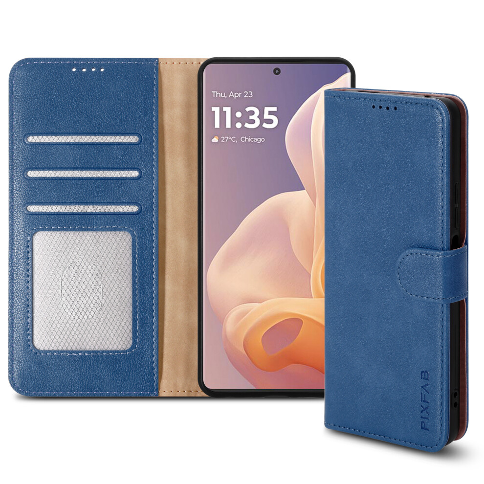 (Motorola Edge 50 Fusion, Blue) For Motorola Moto Edge 50 Fusion Leather Book Flip Wallet Case