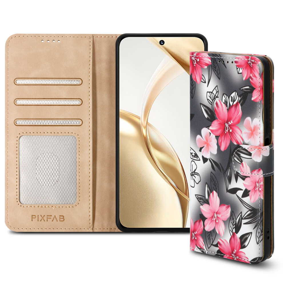 Pixfab (Honor 200, Flower) For Honor 200 Lite Pro Leather Book Flip Wallet Case