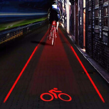 Bike Tail Light Beam Safety Warning Red 2 Laser 5 Led Cycling Warning Light