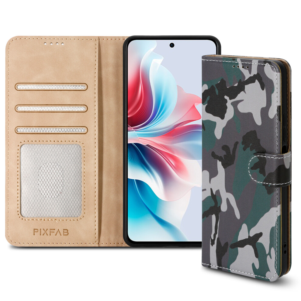 (Oppo Reno11 F 5G, Camouflage) For Oppo Reno 11F (5G) Leather Book Flip Wallet Case 5059302145075